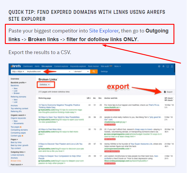 Ahrefs shows readers how to find expired domains using their tool