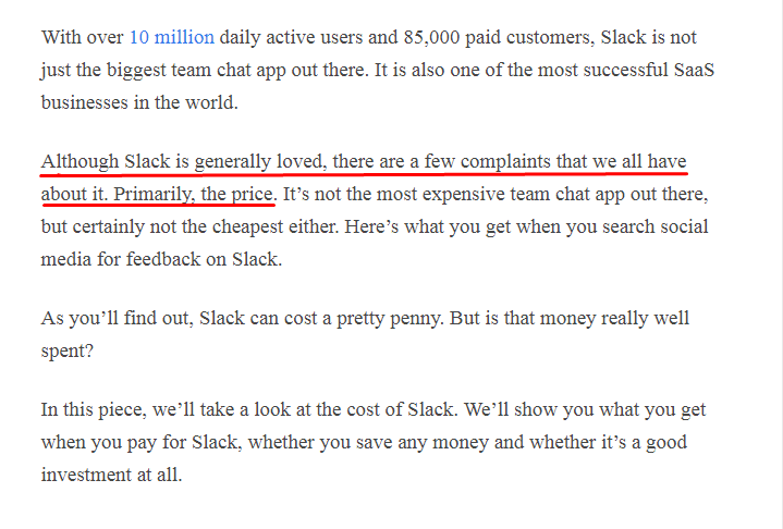 Chanty Slack pricing page example