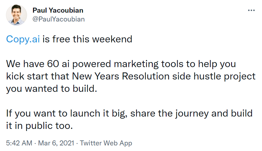 Copy AI free weekend access