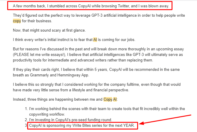 Copy AI sponsors Write Bites