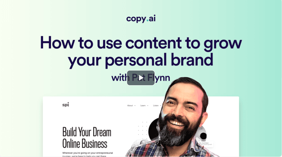 Copy AI’s webinar with Pat Flynn