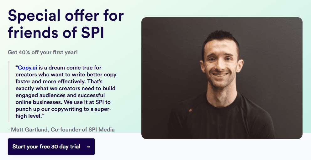 Copy AI special offer for SPI fans