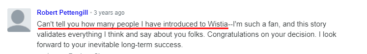 Readers converting into customers from Wistia’s post