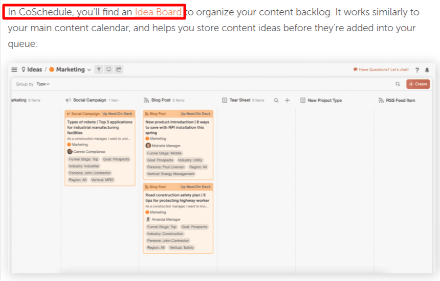 Coschedule Idea Board