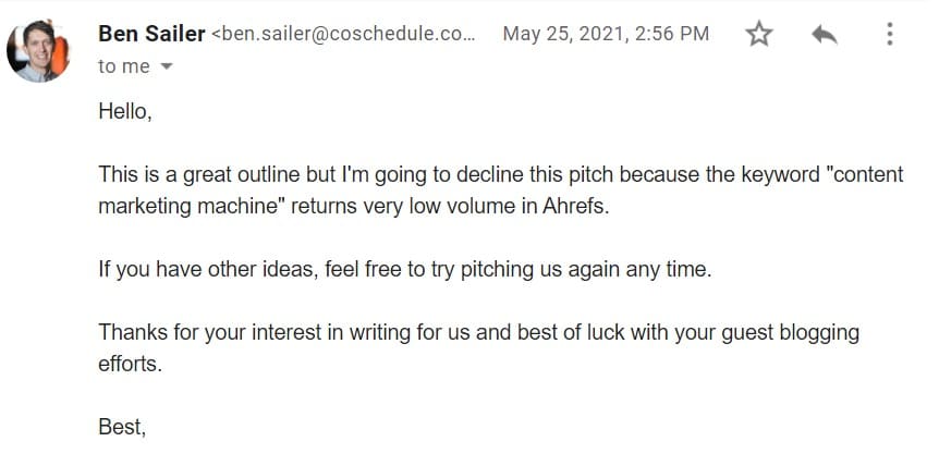 Coschedule guest post pitch