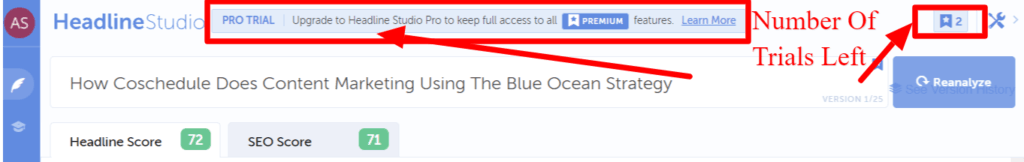Headline Studio upgrade prompts