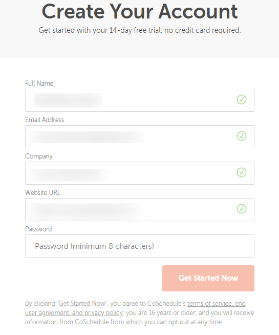 coschedule sign up page
