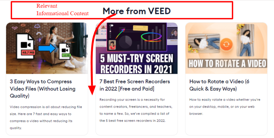 Veed relevant info content