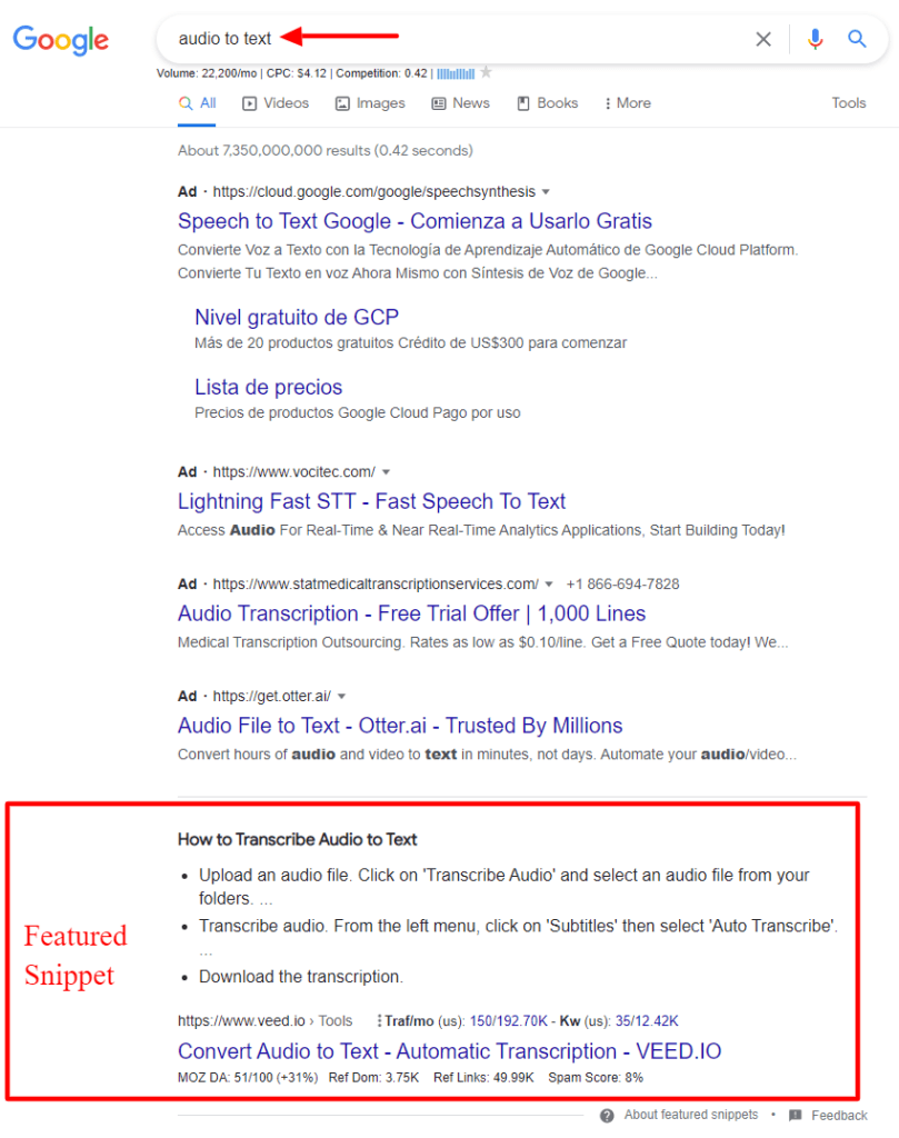 google audio text