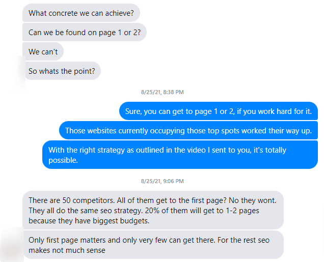 chat with a client cont
