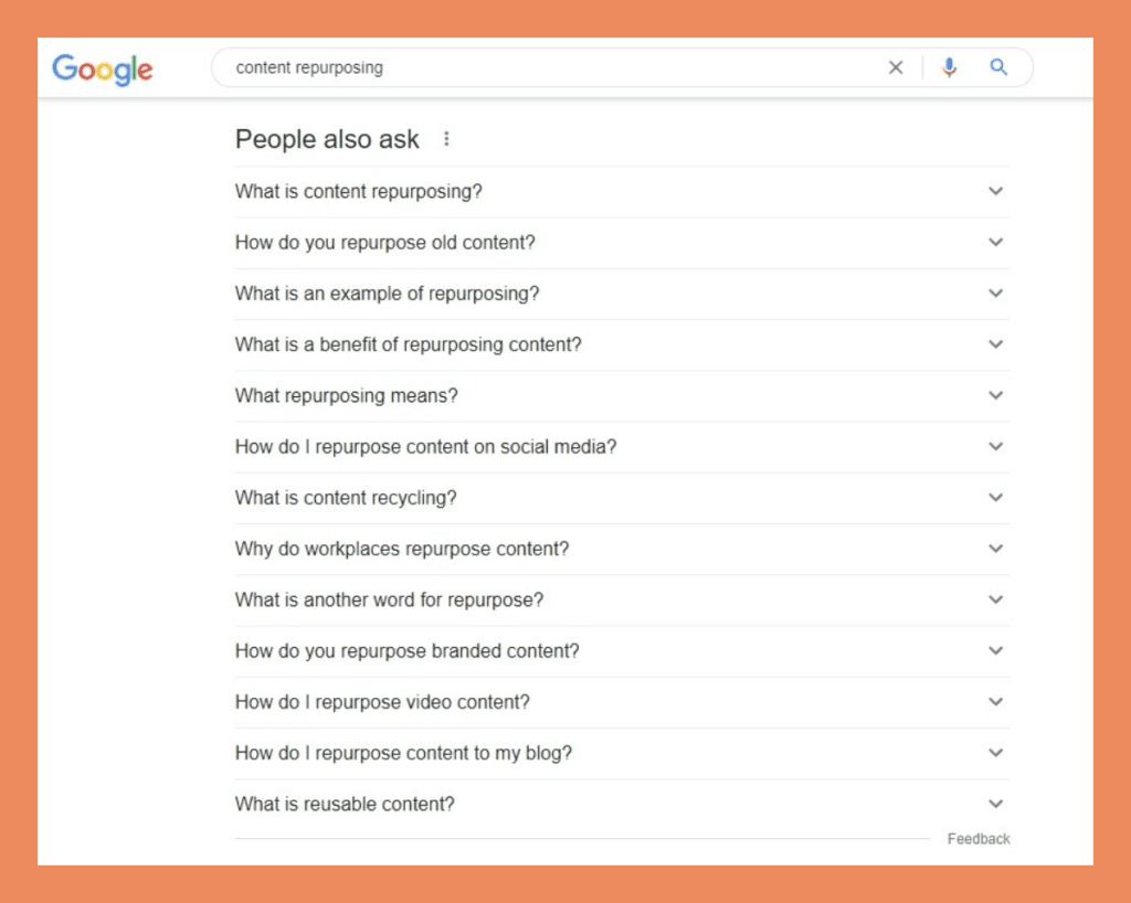 google search content repurposing