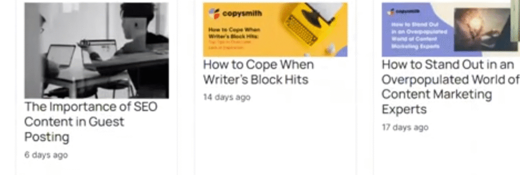 Copysmith blog looked like before working with us