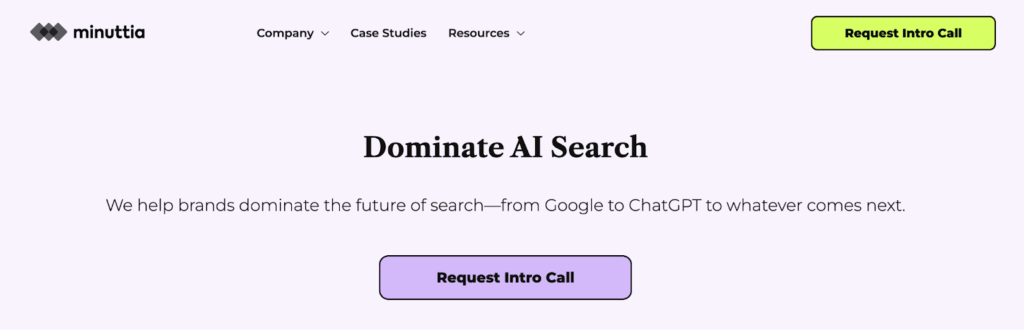 Minuttia Landing Page