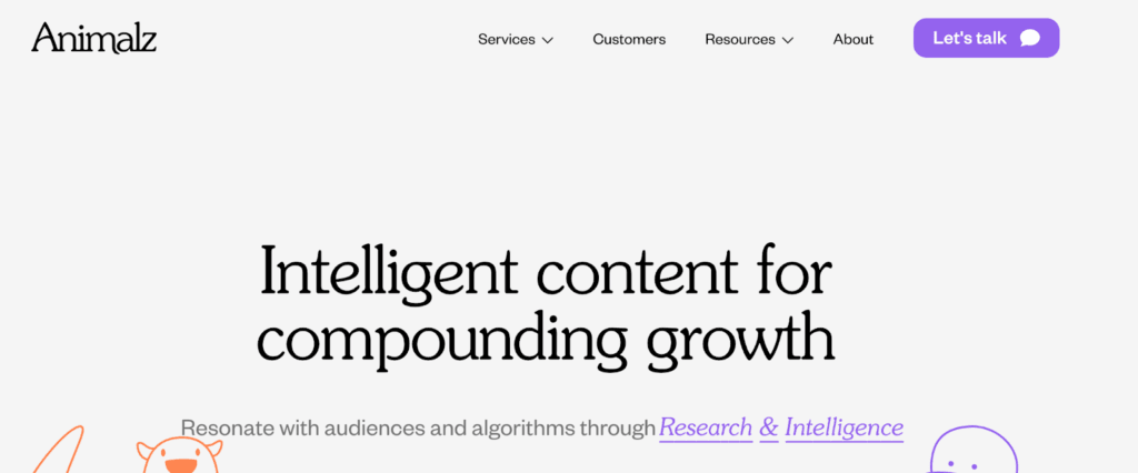 Animalz landing page