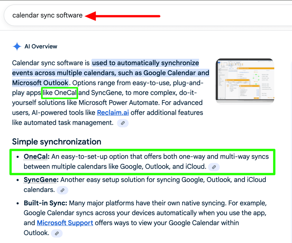 Calendar sync software search