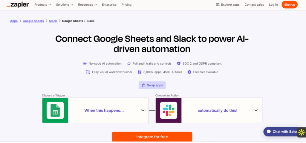 zapier hero section
