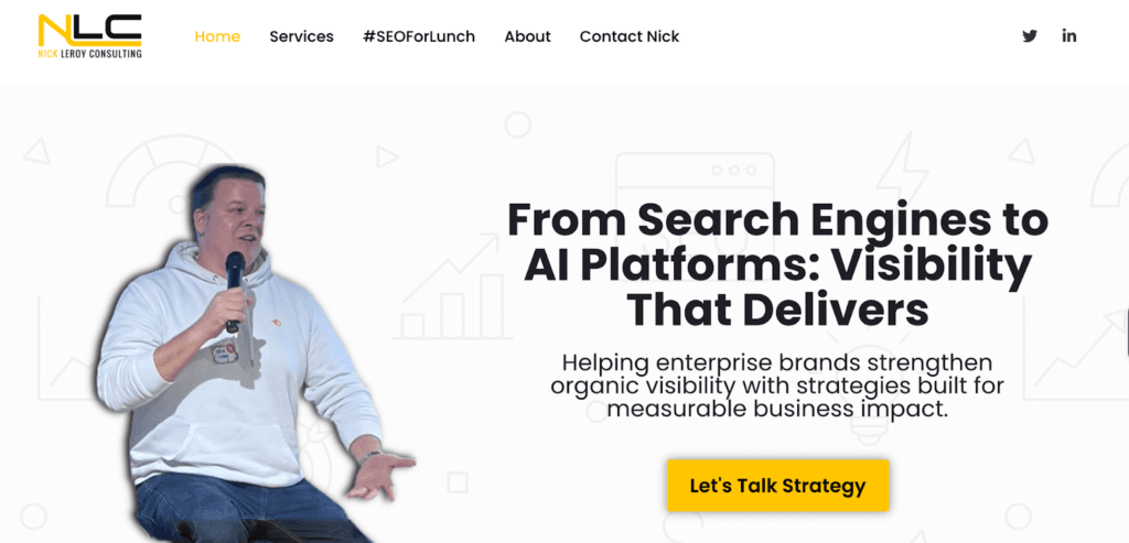 Nick LeRoy Consulting Homepage screenshot
