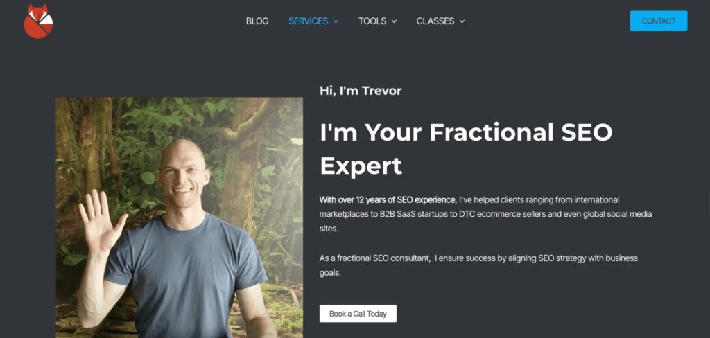 Trevor Fox Homepage Screenshoot
