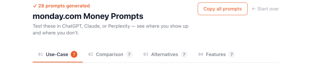 Get 28 money prompts across four categories