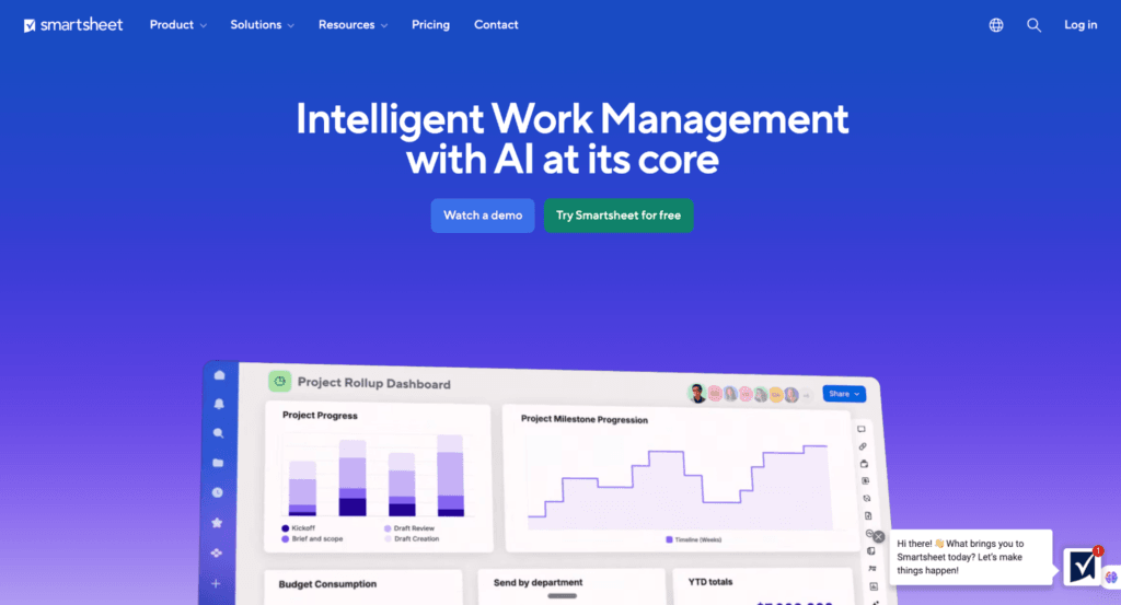 Smartsheet homepage